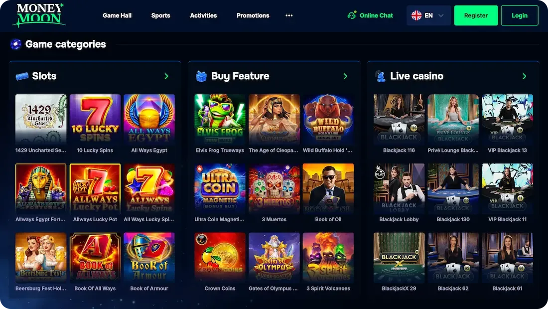 moneymoon casino games