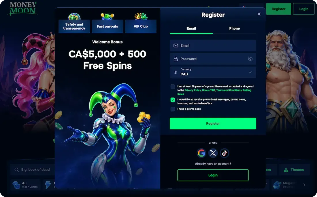 moneymoon casino registration